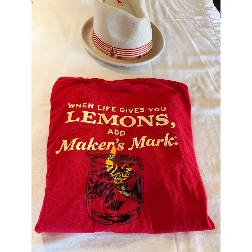 NWOT Members Mark Whiskey Fedora Hat & T-Shirt Mens Sz Medium